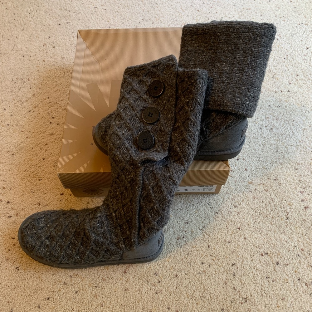 Ugg Lattice Cardy Boots-charcoal